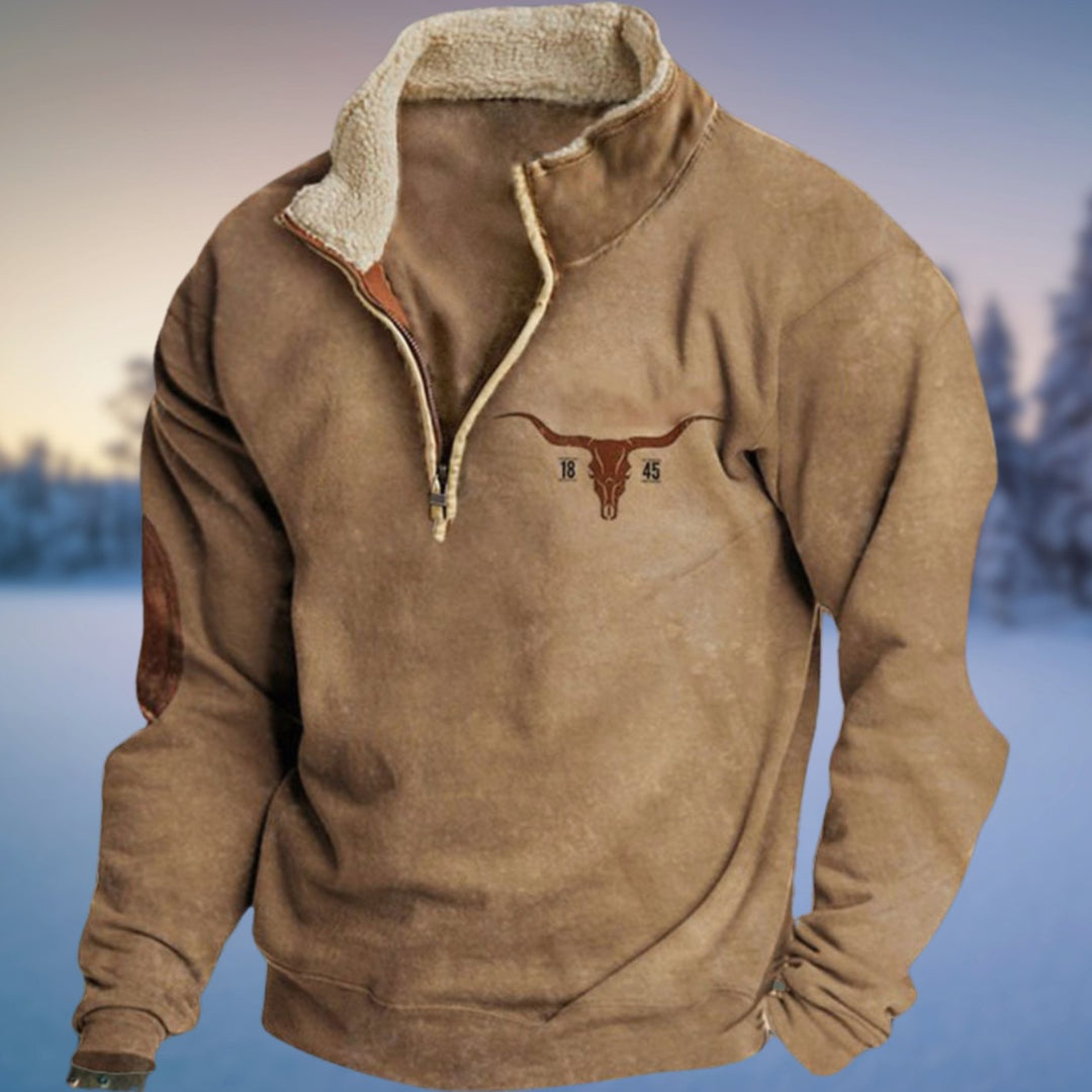 Men's Aztec Quarter-Zip Fleece-Lined Winter Pullover - Style 3