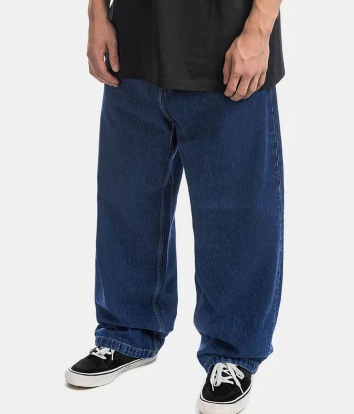 Men's Baggy Wide-Leg Relaxed-Fit Denim Jeans - Dark Blue
