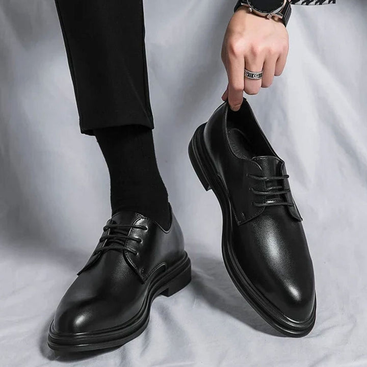 Men's Black Patent Leather Lace-Up Derby Dress Shoes Glänzende