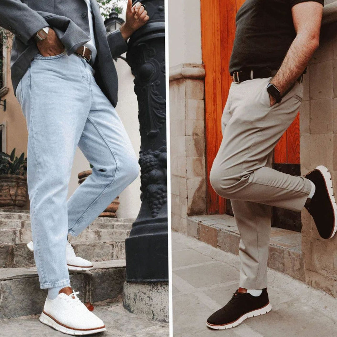 Men's Breathable Knit Lace-Up Casual Trainers, Beige