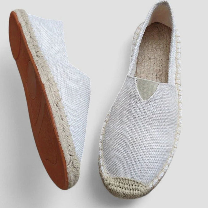 Men's Breathable Slip-On Canvas Espadrilles, White - White