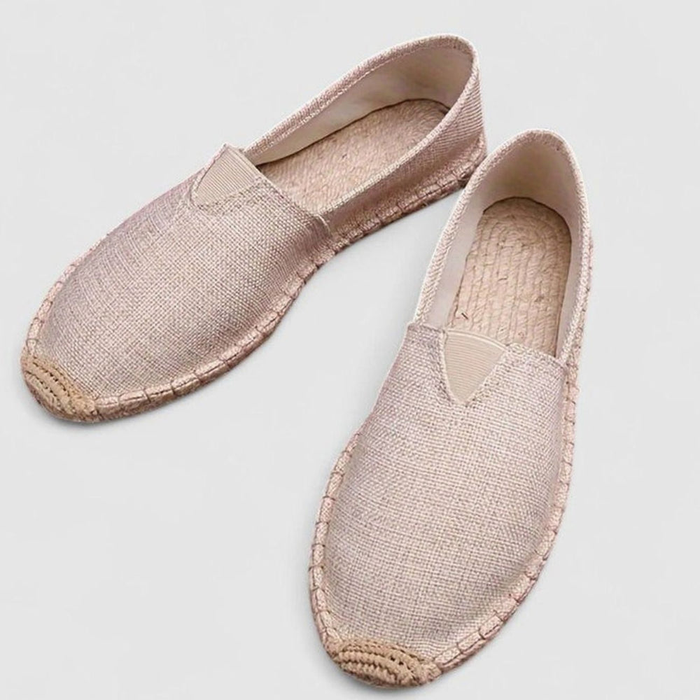 Men's Breathable Slip-On Canvas Espadrilles, White - Beige