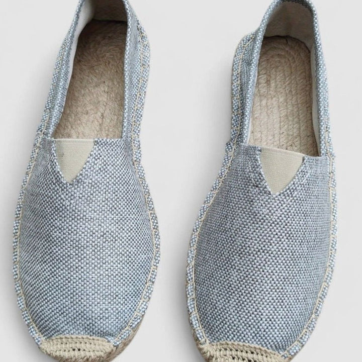 Men's Breathable Slip-On Canvas Espadrilles, White - Grey