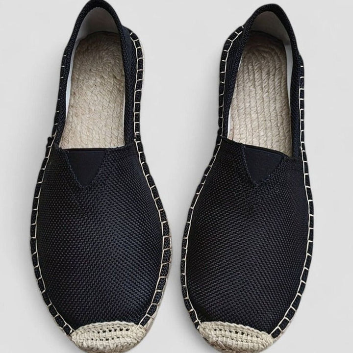 Men's Breathable Slip-On Canvas Espadrilles, White - Black