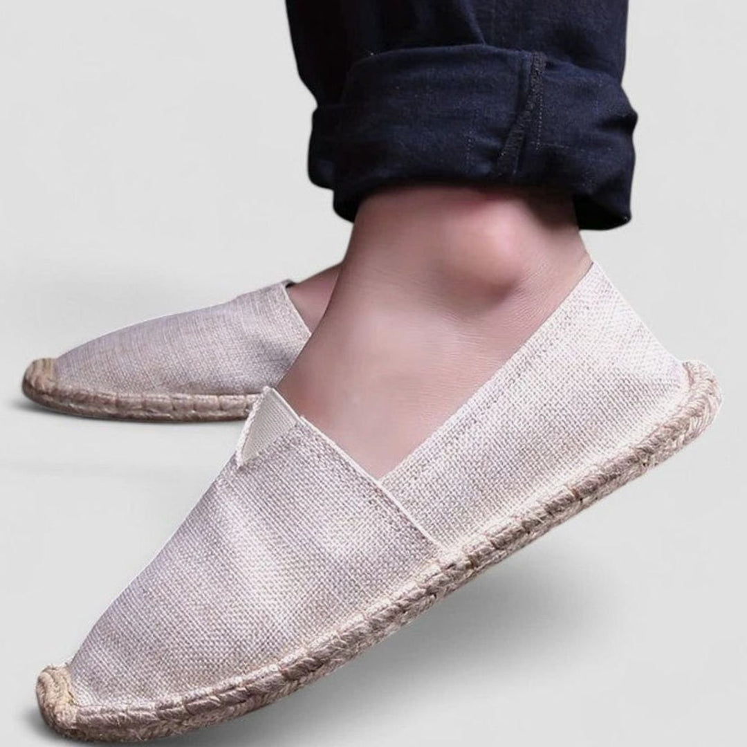 Men's Breathable Slip-On Canvas Espadrilles, White