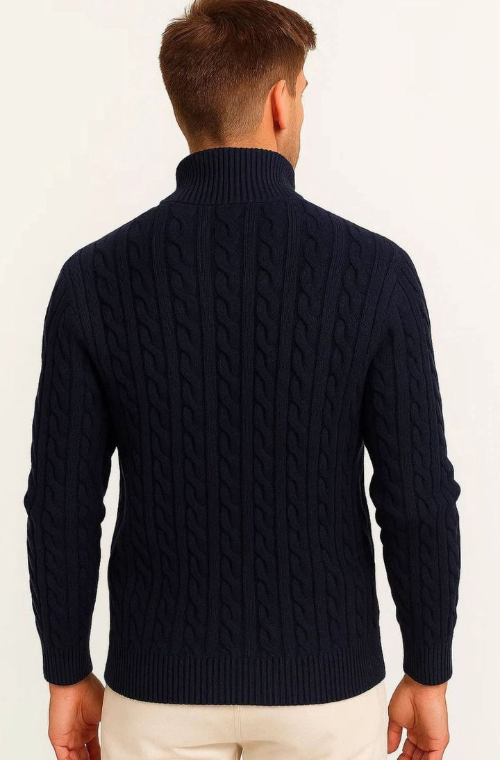 Men's Cable-Knit Quarter-Zip Jumper