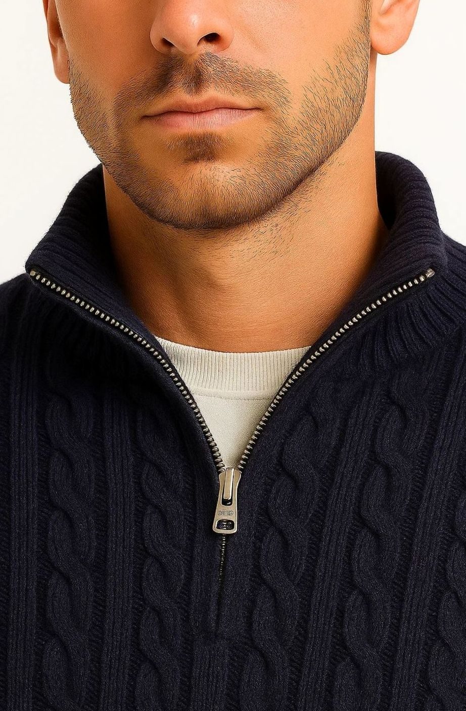 Men's Cable-Knit Quarter-Zip Jumper