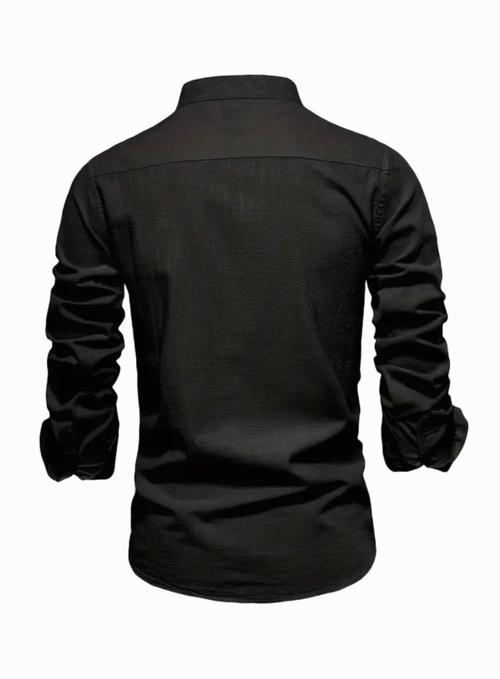 Men's Casual Button-Up Grandad Collar Long Sleeve Shirt
