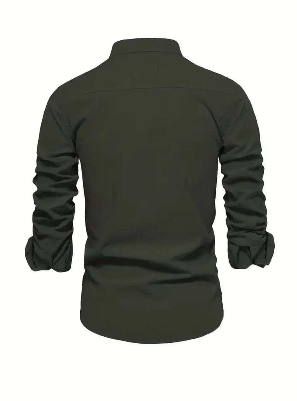 Men's Casual Button-Up Grandad Collar Long Sleeve Shirt