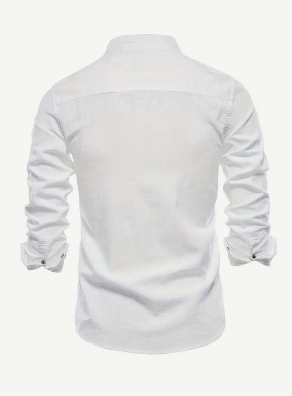 Men's Casual Button-Up Grandad Collar Long Sleeve Shirt