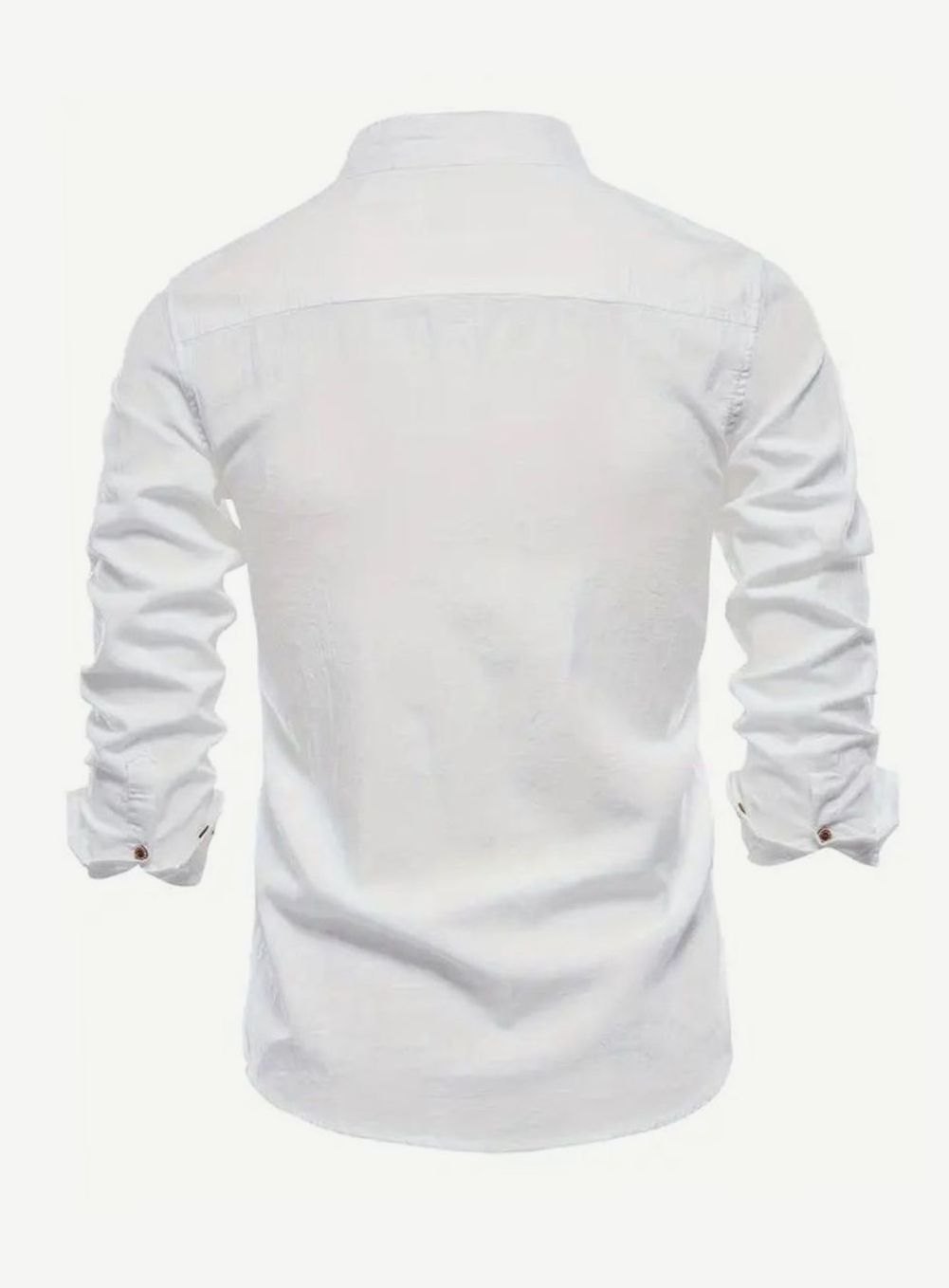 Men's Casual Button-Up Grandad Collar Long Sleeve Shirt