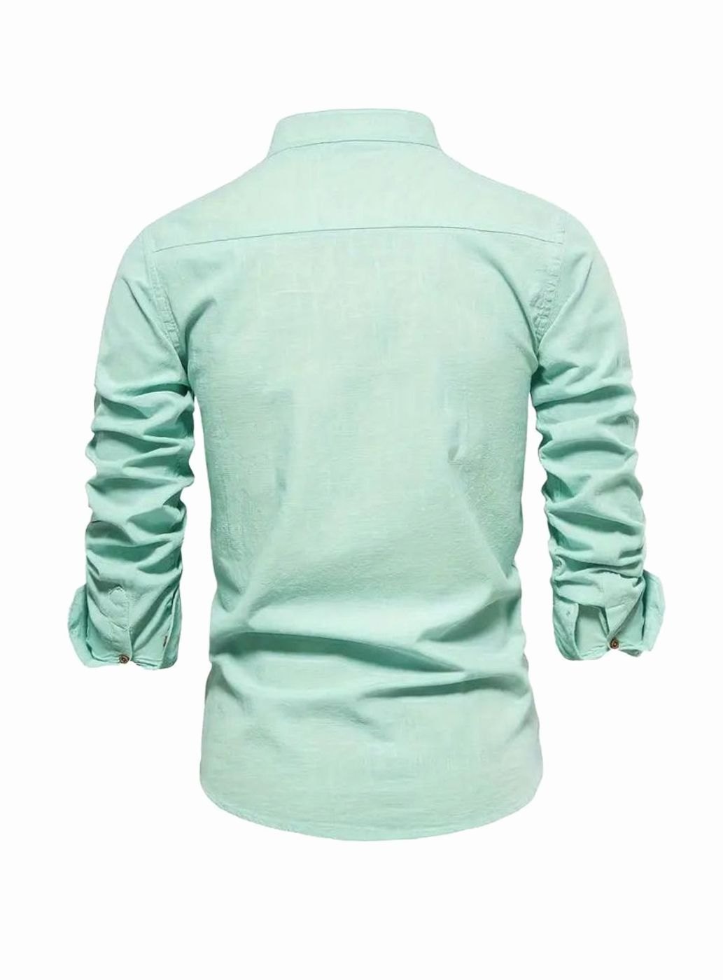 Men's Casual Button-Up Grandad Collar Long Sleeve Shirt
