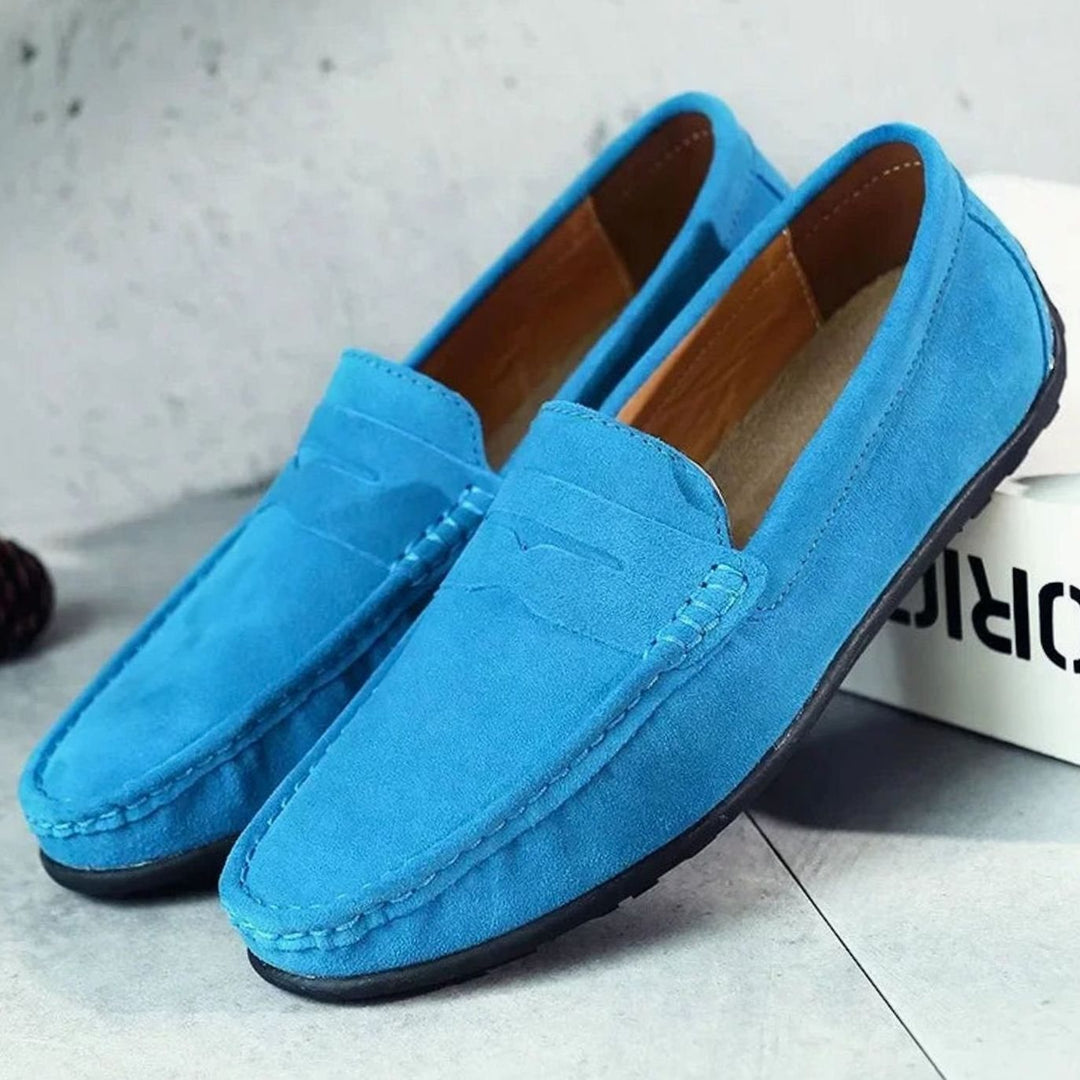 Men's Casual Suede Penny Slip-On Loafers, Navy Blue