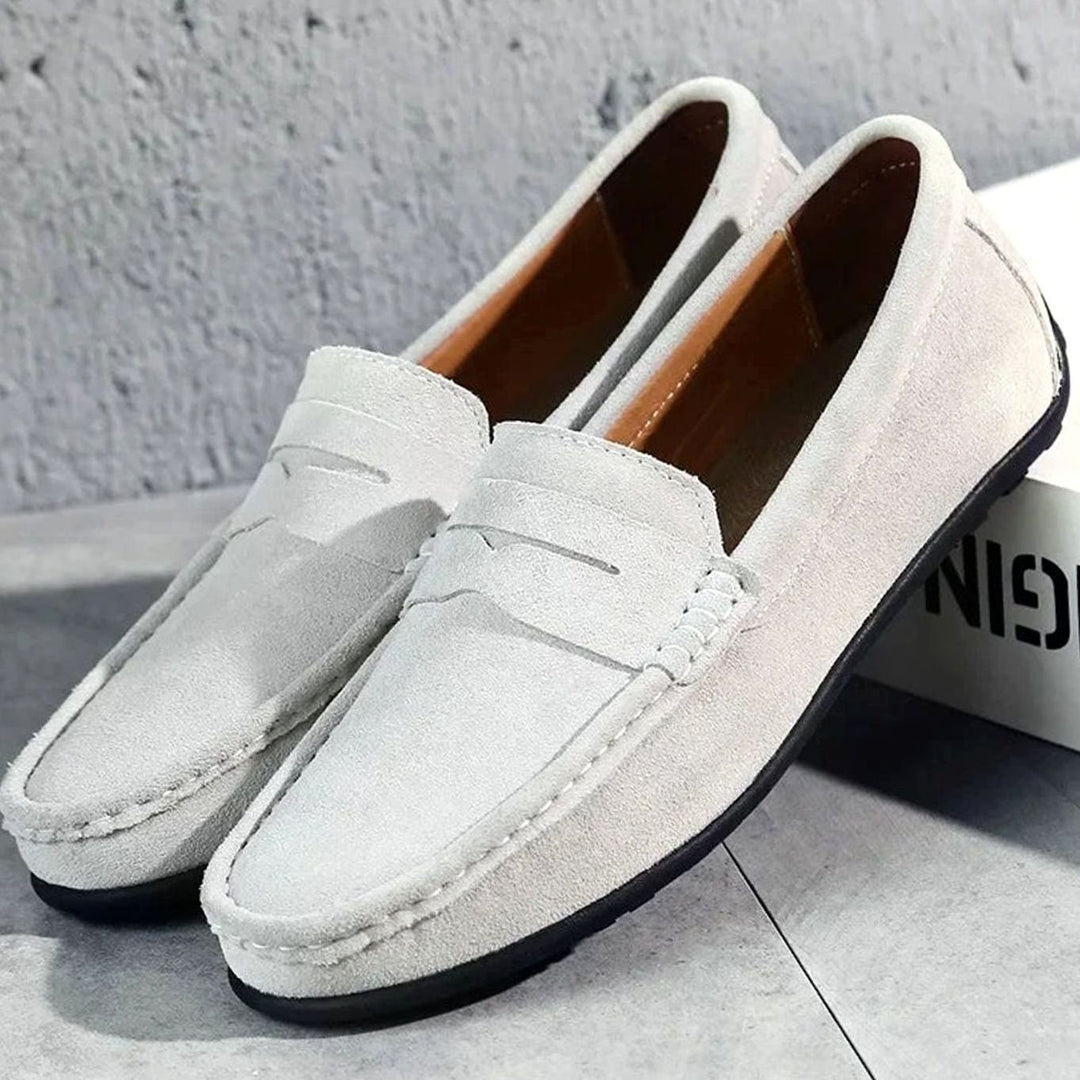 Men's Casual Suede Penny Slip-On Loafers, Navy Blue