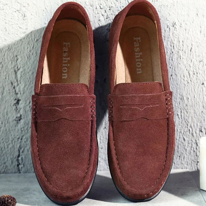 Men's Casual Suede Penny Slip-On Loafers, Navy Blue