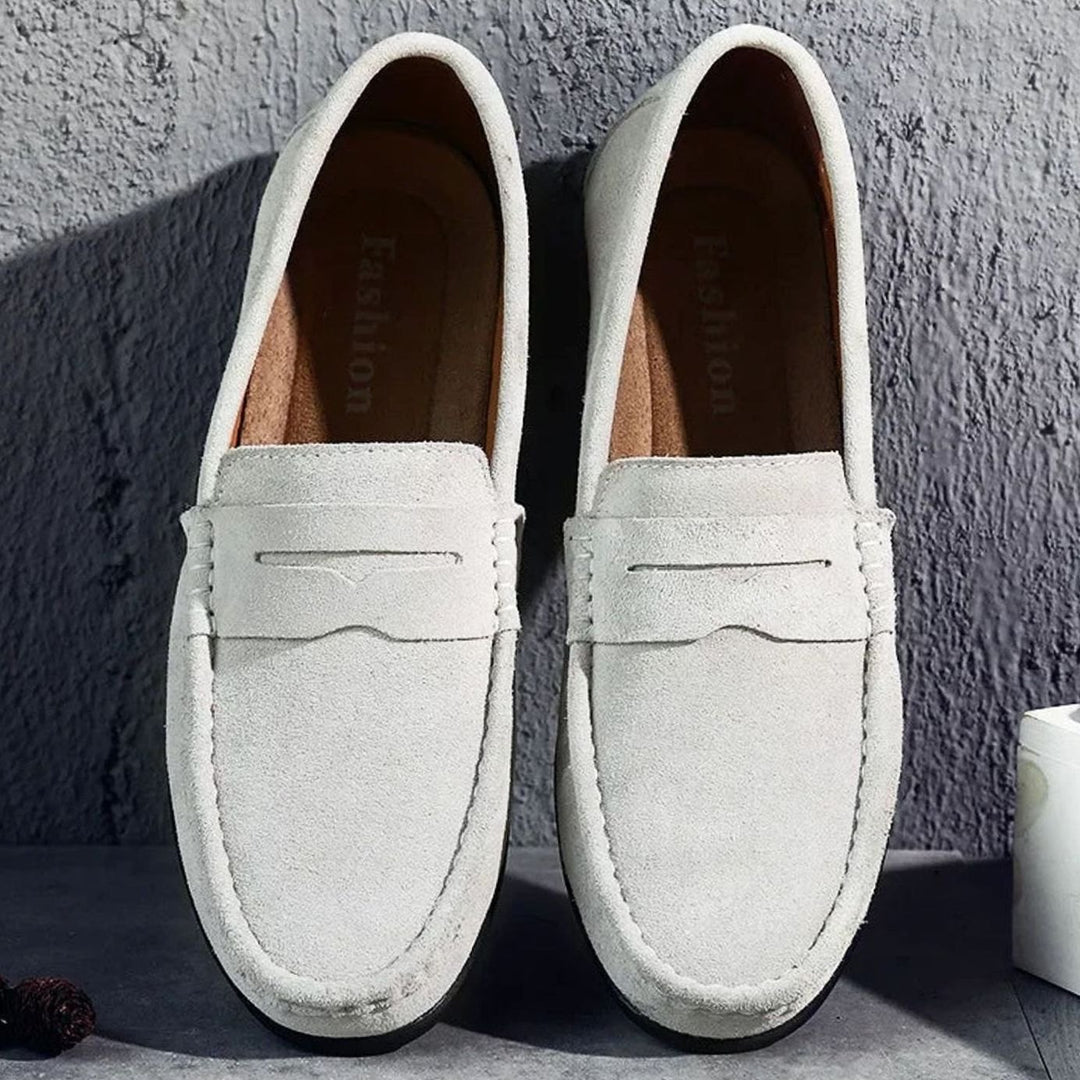 Men's Casual Suede Penny Slip-On Loafers, Navy Blue