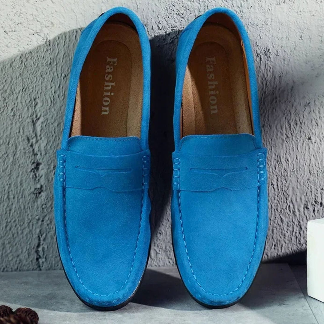 Men's Casual Suede Penny Slip-On Loafers, Navy Blue