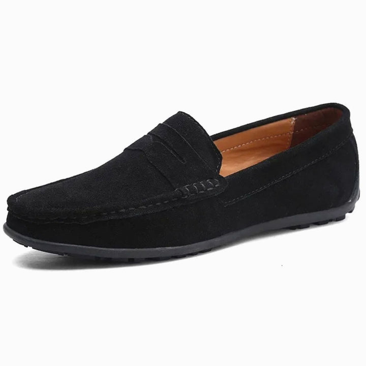 Men's Casual Suede Penny Slip-On Loafers, Navy Blue