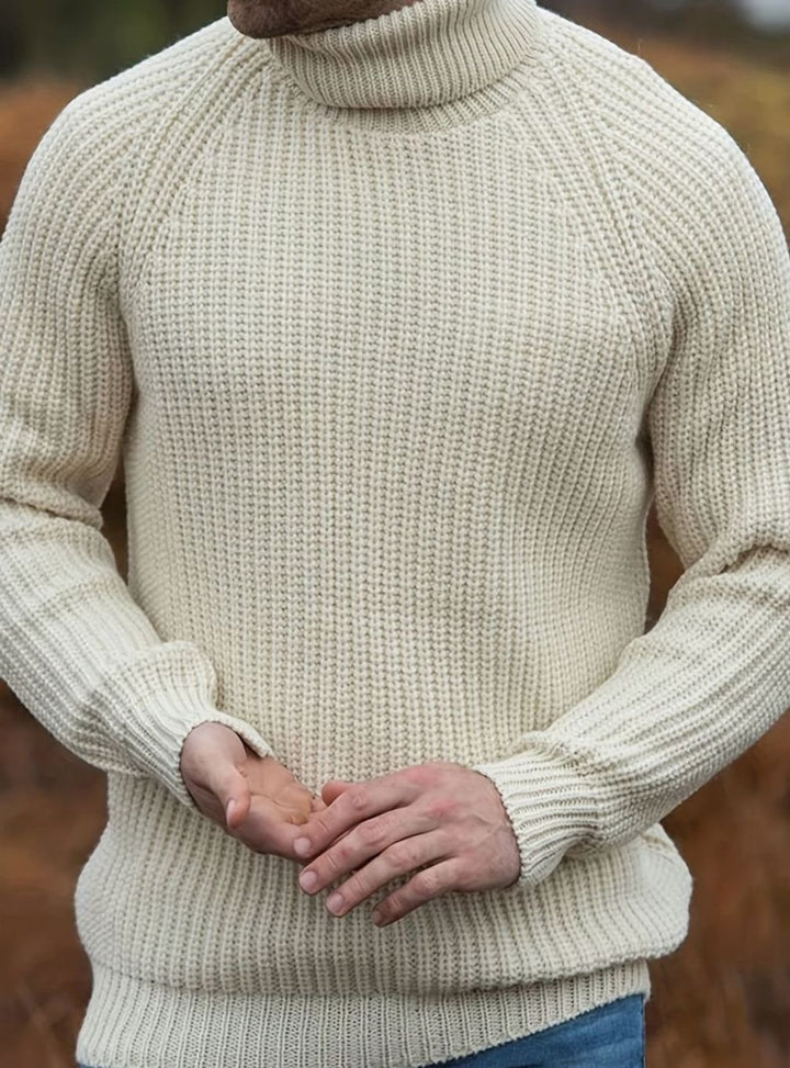 Men's Chunky Knit Rollneck Turtleneck Pullover Jumper