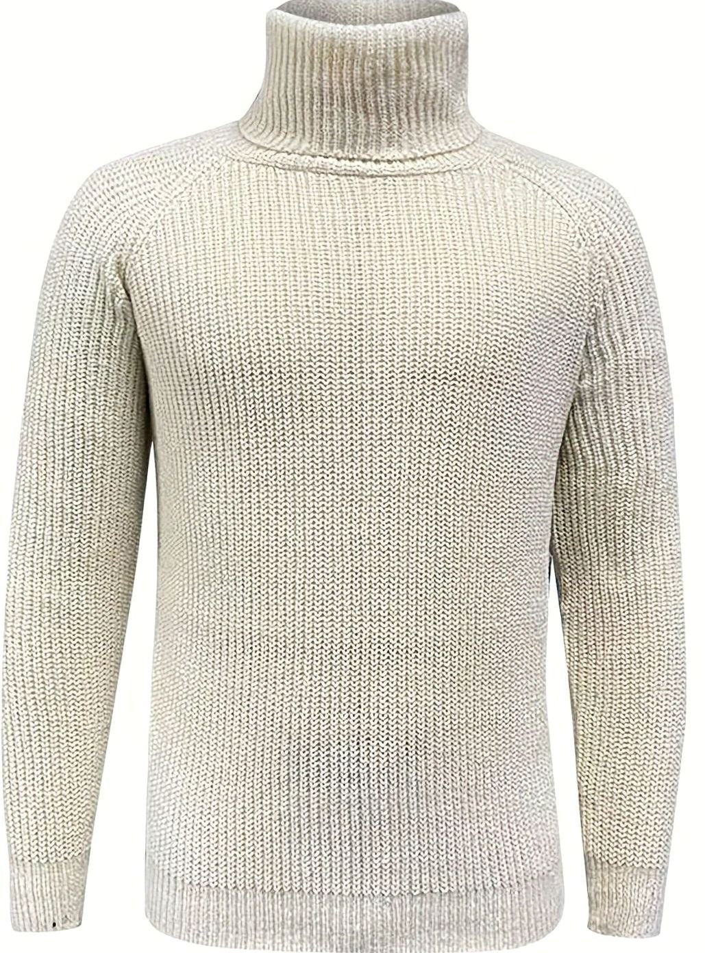 Men's Chunky Knit Rollneck Turtleneck Pullover Jumper