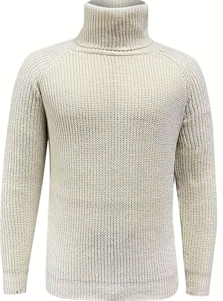 Men's Chunky Knit Rollneck Turtleneck Pullover Jumper