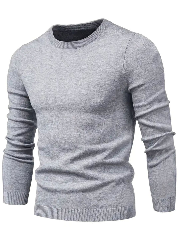 Men's Classic Crew-Neck Slim-Fit Knitted Sweater - Grey