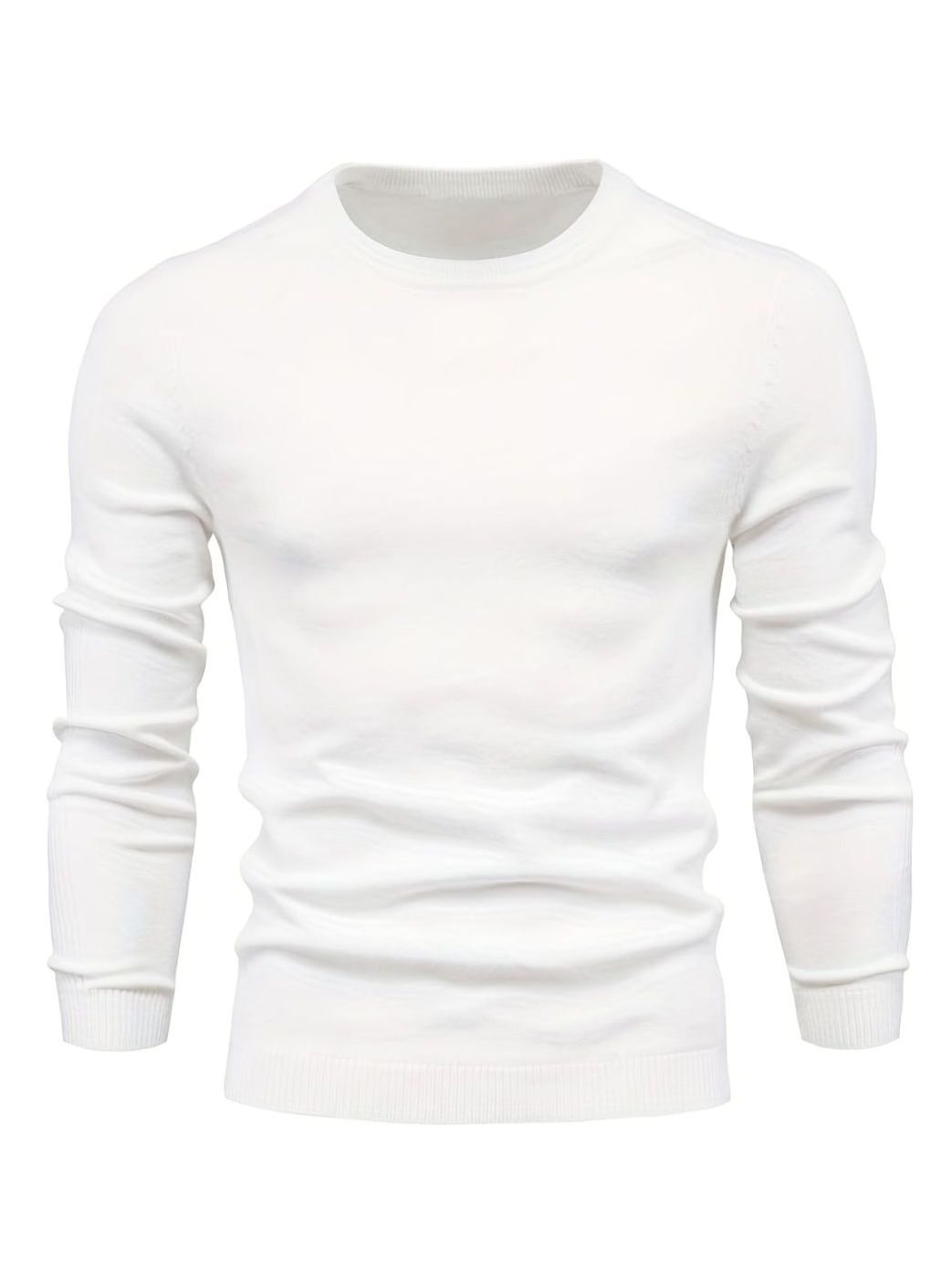 Men's Classic Crew-Neck Slim-Fit Knitted Sweater - White