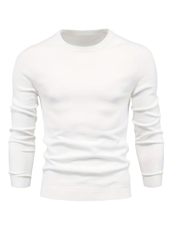 Men's Classic Crew-Neck Slim-Fit Knitted Sweater - White