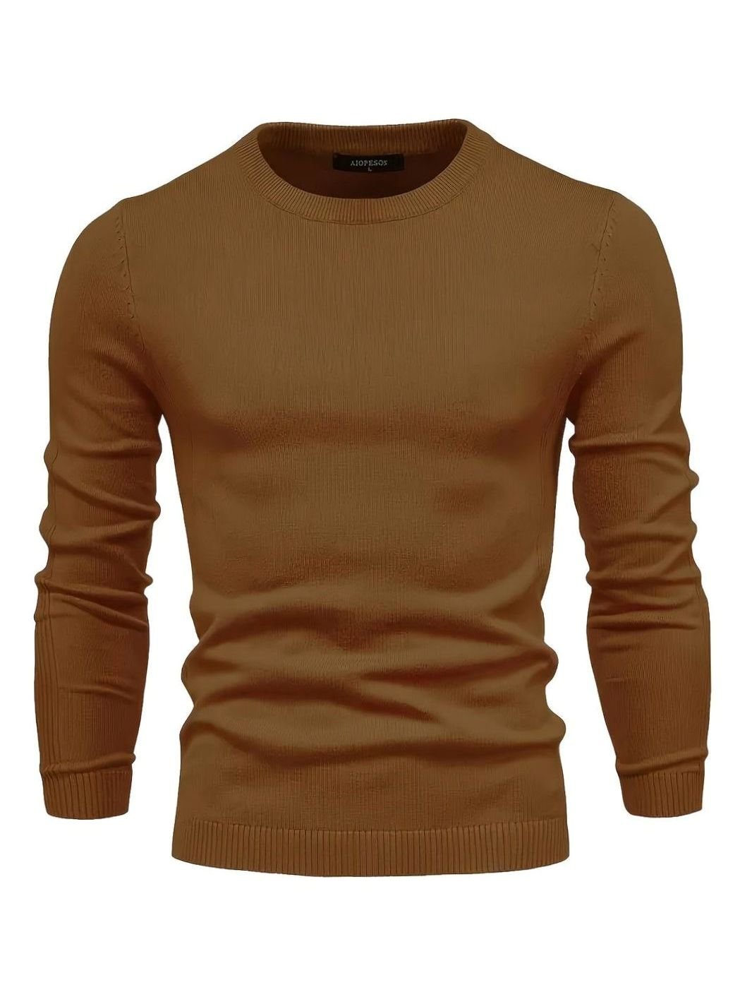 Men's Classic Crew-Neck Slim-Fit Knitted Sweater - Brown