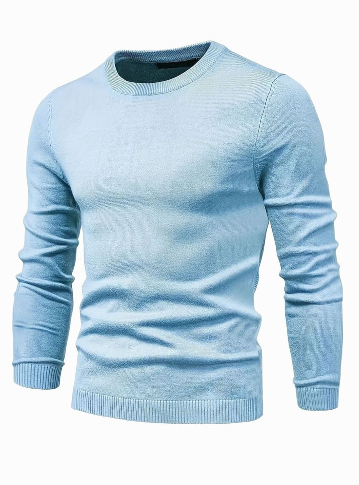 Men's Classic Crew-Neck Slim-Fit Knitted Sweater - Blue