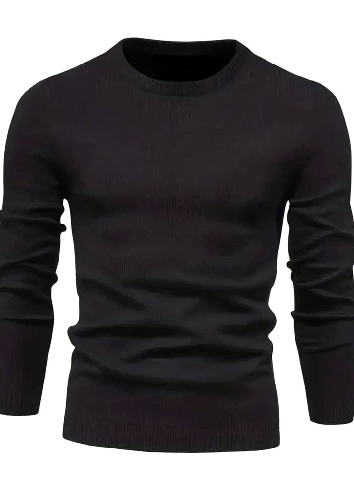 Men's Classic Crew-Neck Slim-Fit Knitted Sweater - Black