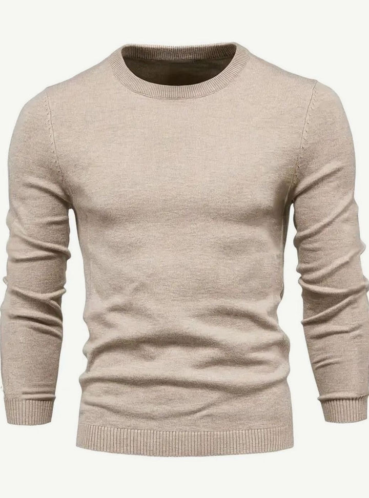 Men's Classic Crew-Neck Slim-Fit Knitted Sweater - Khaki