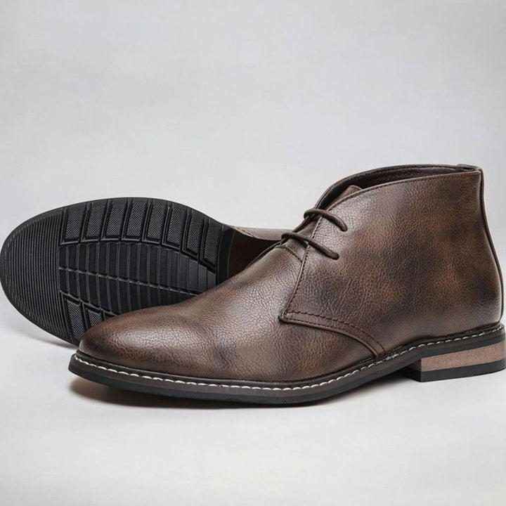 Men's Classic Lace-Up Faux Leather Chukka Boots