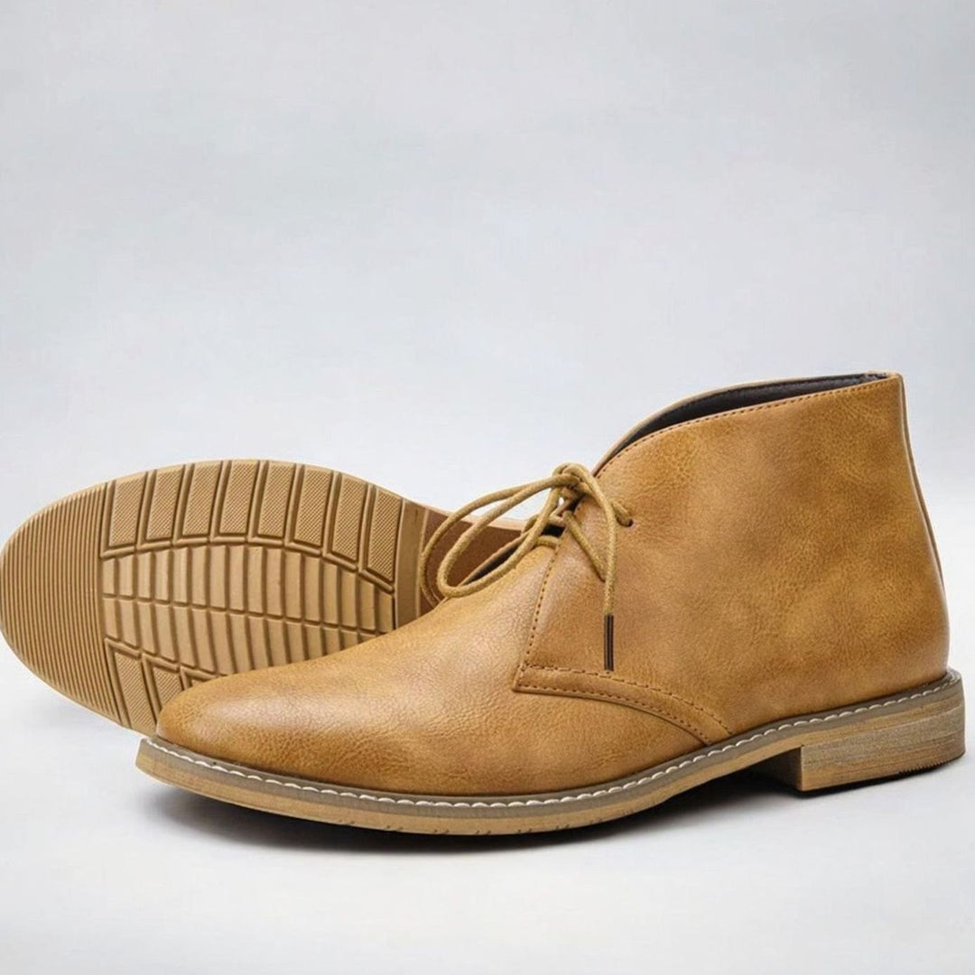 Men's Classic Lace-Up Faux Leather Chukka Boots