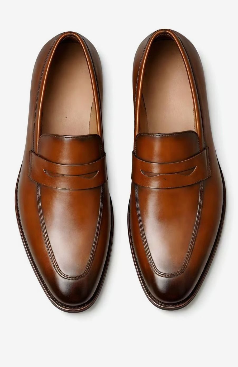 Men's Classic Slip-On Penny Loafer Dress Shoes, Tan Brown