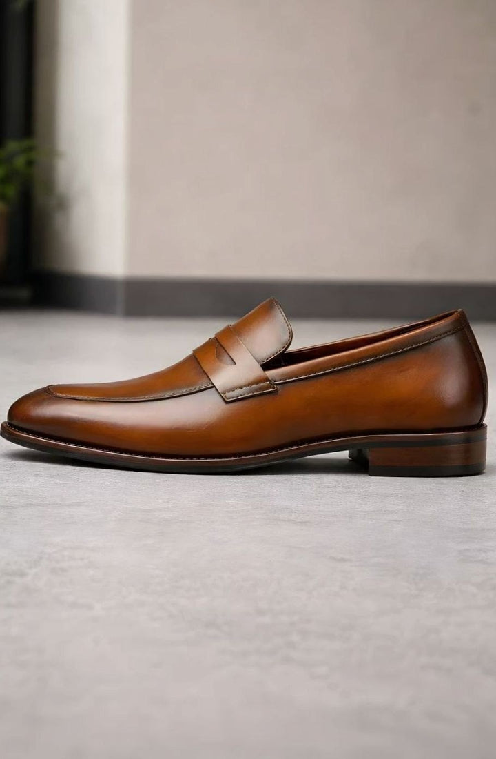 Men's Classic Slip-On Penny Loafer Dress Shoes, Tan Brown