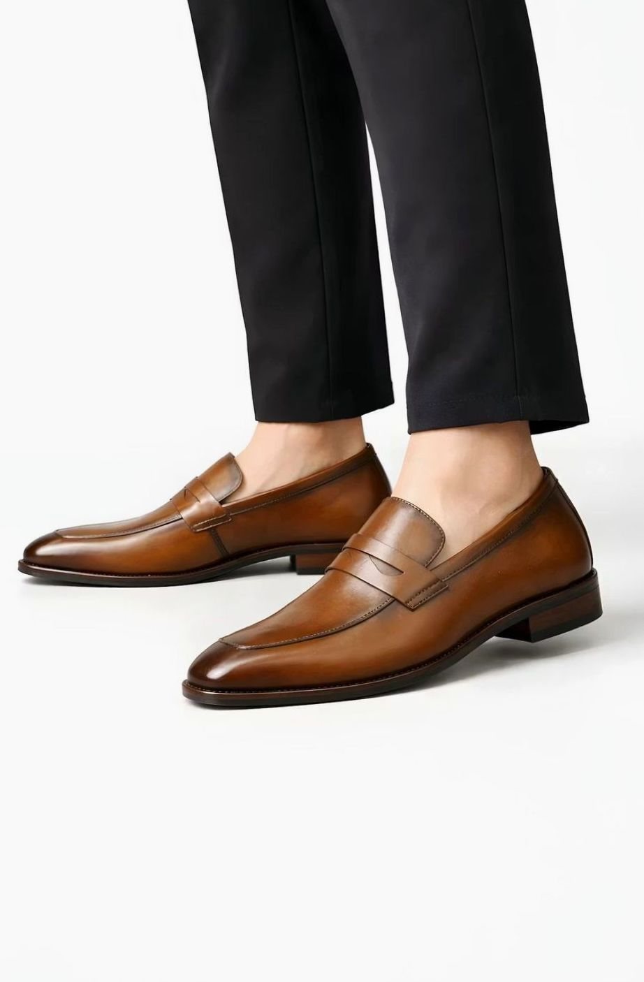 Men's Classic Slip-On Penny Loafer Dress Shoes, Tan Brown