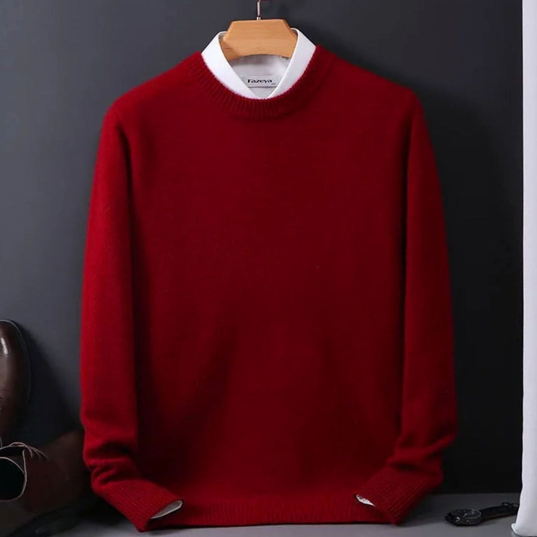 Men's Crew-Neck Long-Sleeve Knit Casual Jumper - Red