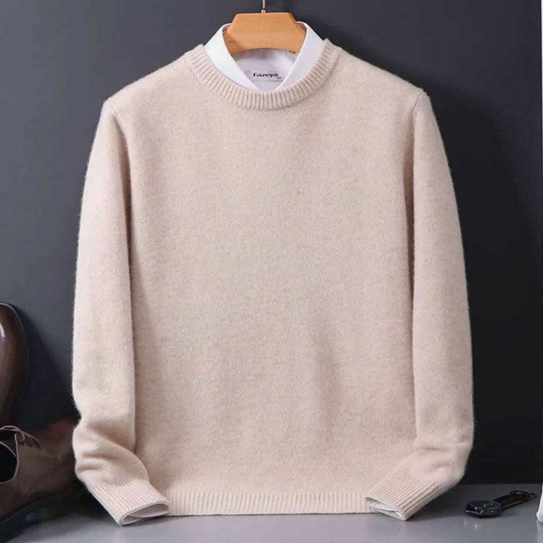 Men's Crew-Neck Long-Sleeve Knit Casual Jumper - Beige