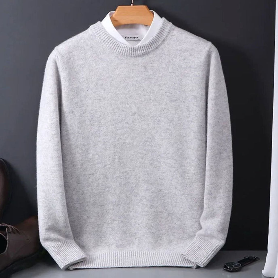 Men's Crew-Neck Oversize Knitted Sweater - Grey