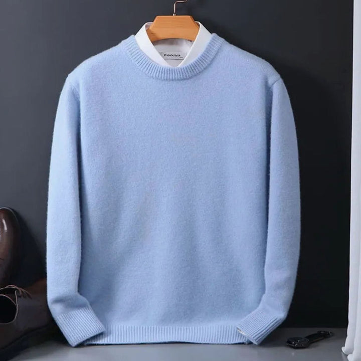 Men's Crew-Neck Oversize Knitted Sweater - Sky Blue