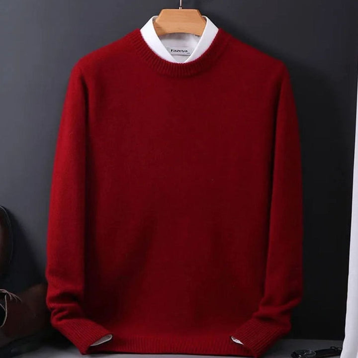 Men's Crew-Neck Oversize Knitted Sweater - Red