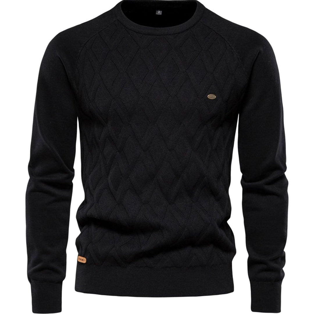 Men's Diamond-Knit Crew Neck Knitted Sweater