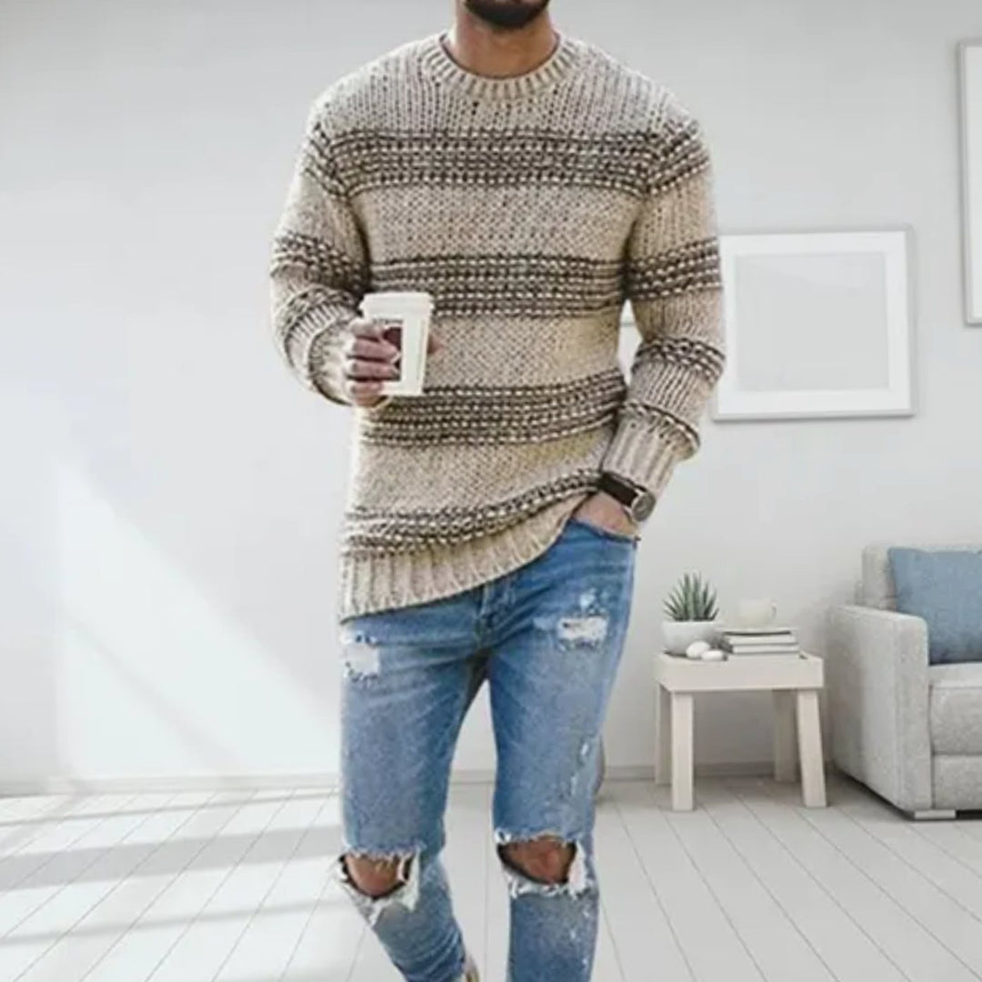 Men's Diamond-Knit Crew Neck Knitted Sweater