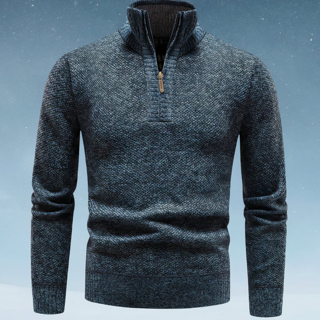 Men's Diamond-Knit Crew Neck Knitted Sweater - Navy Blue