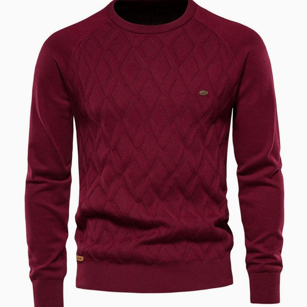 Men's Diamond-Knit Crew Neck Knitted Sweater