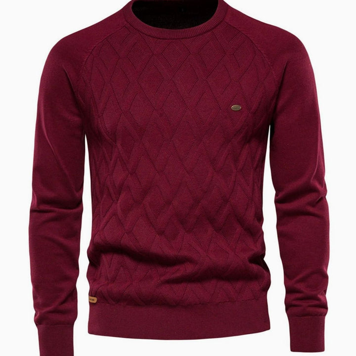 Men's Diamond-Knit Crew Neck Knitted Sweater