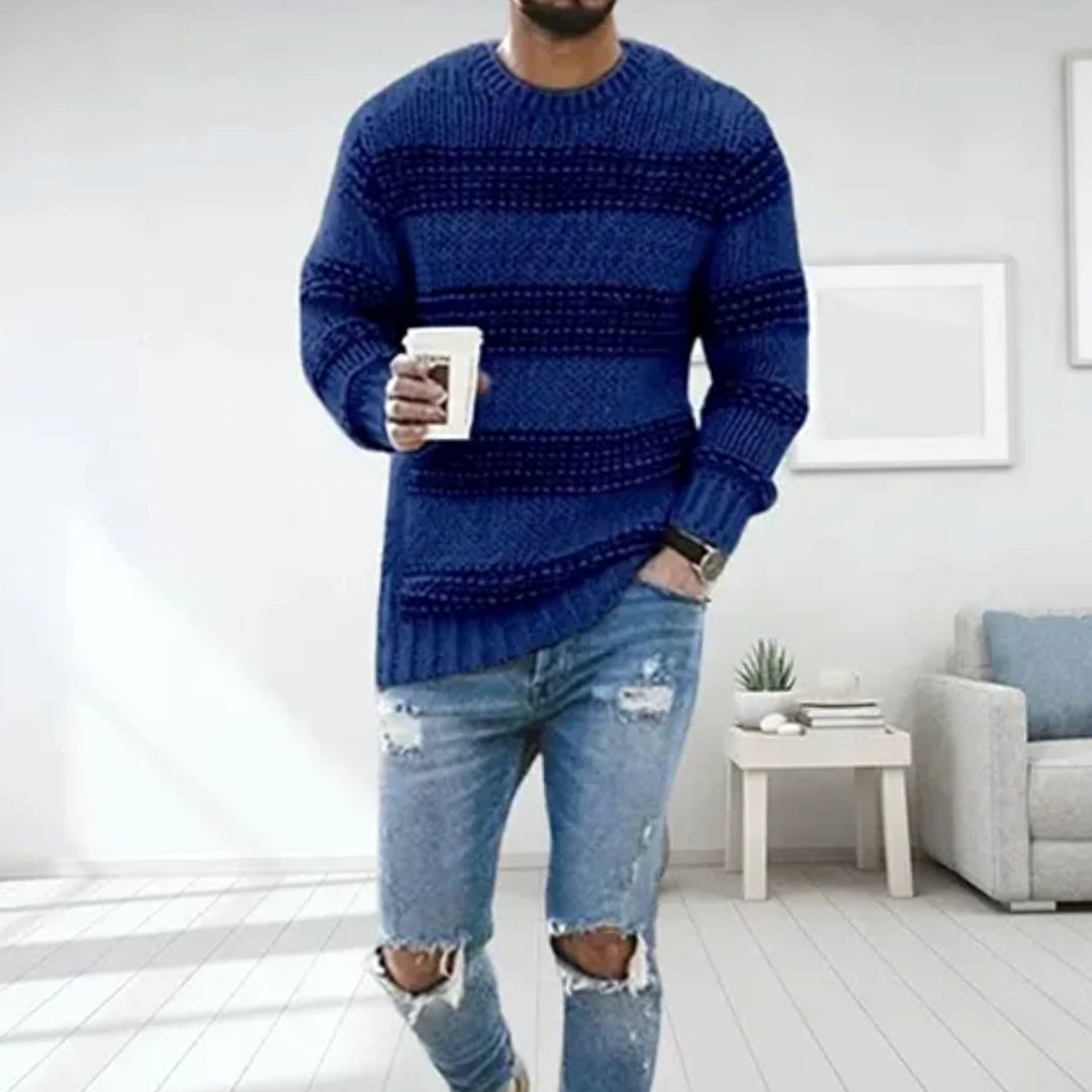 Men's Diamond-Knit Crew Neck Knitted Sweater