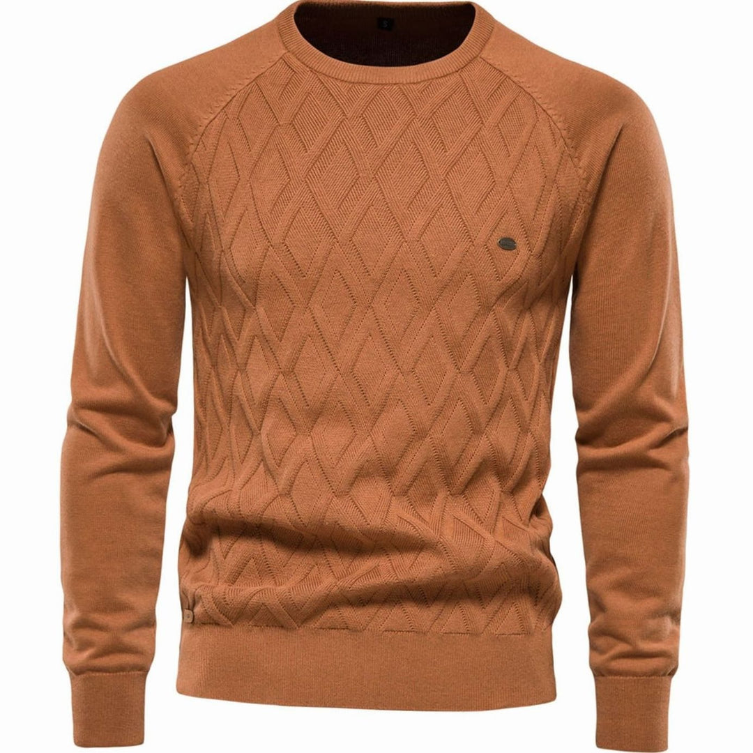 Men's Diamond-Knit Crew Neck Knitted Sweater