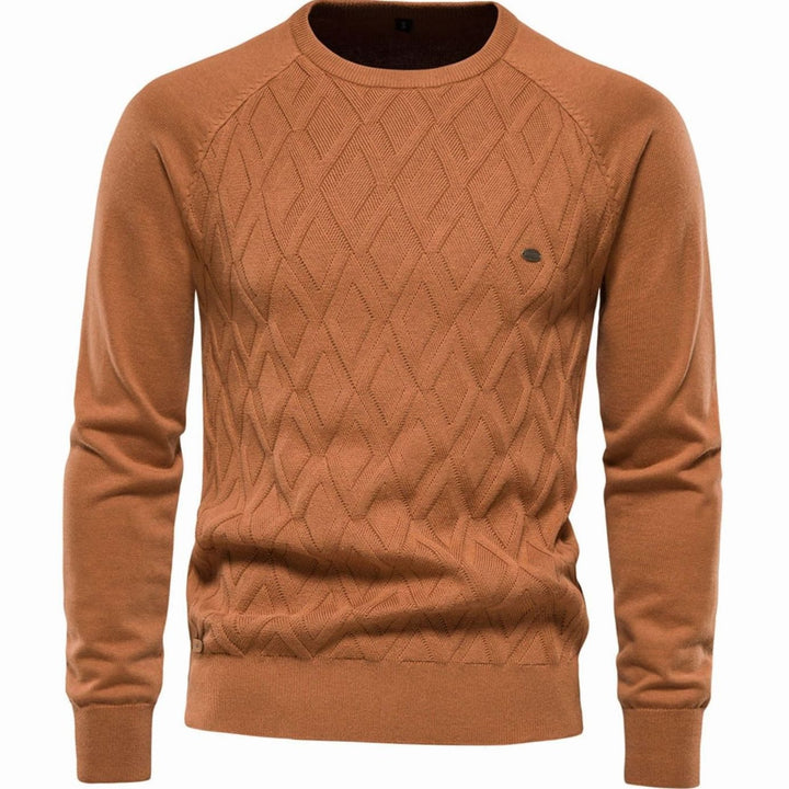 Men's Diamond-Knit Crew Neck Knitted Sweater